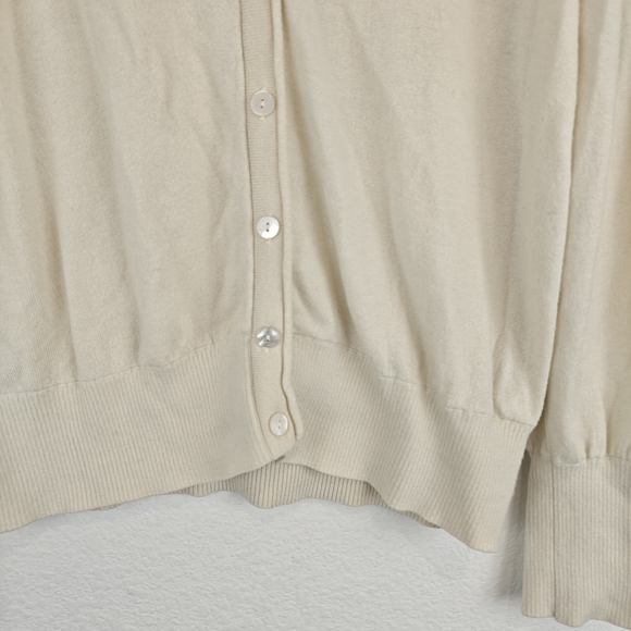 AYR The Airport Cardi V-neck Wool Blend Light Weight Ivory Sweater Size M - Picture 9 of 15